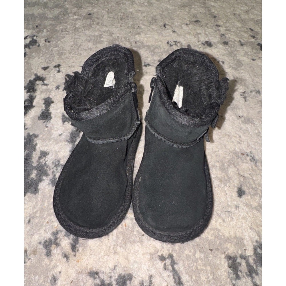 Koolaburra Ugg Toddler Girl Sz 6 Suede Leather Ankle Boots Black Winter